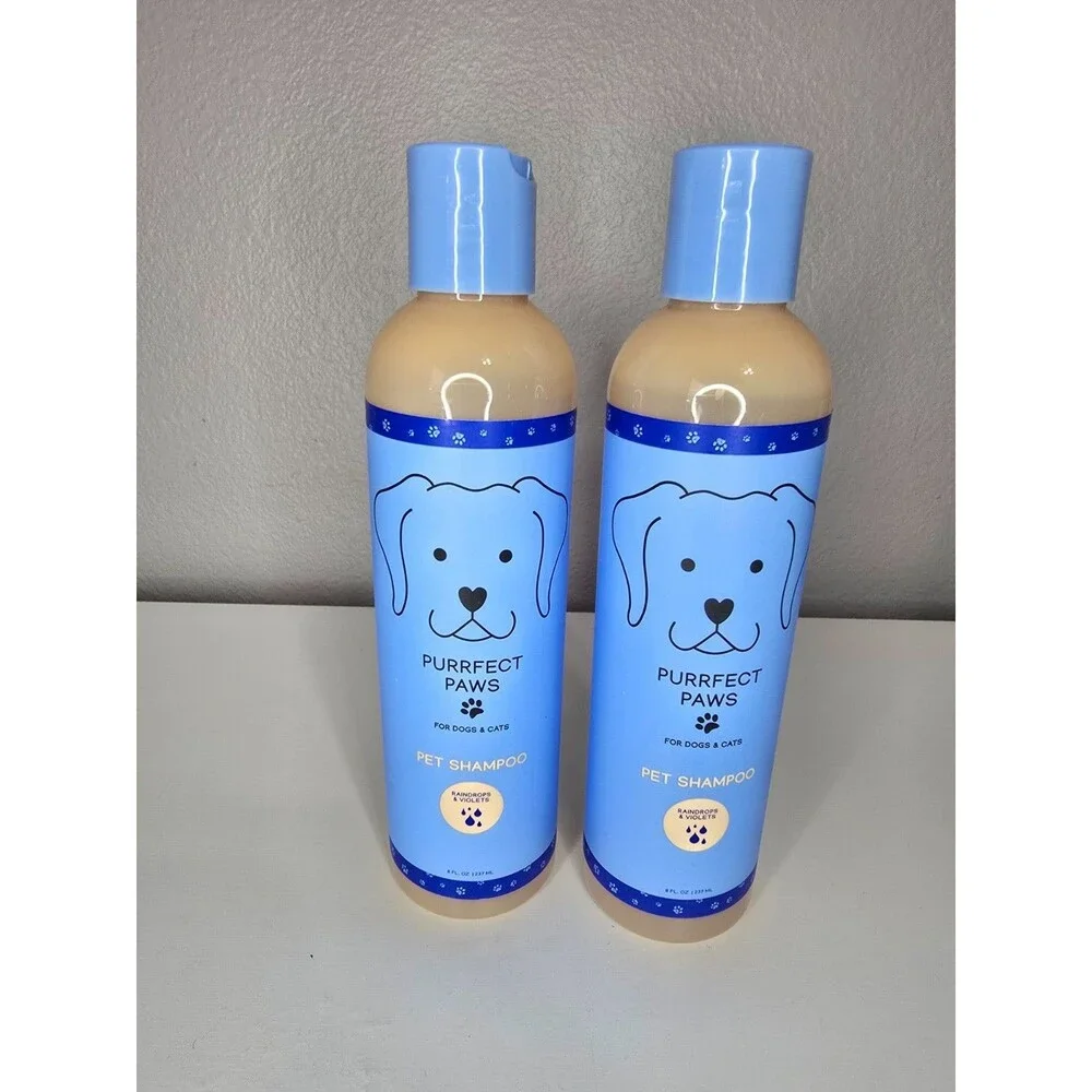 2x Bath & Body Works NEW Purrfect Paws SHAMPOO 8 oz RAINDROPS & VIOLETS